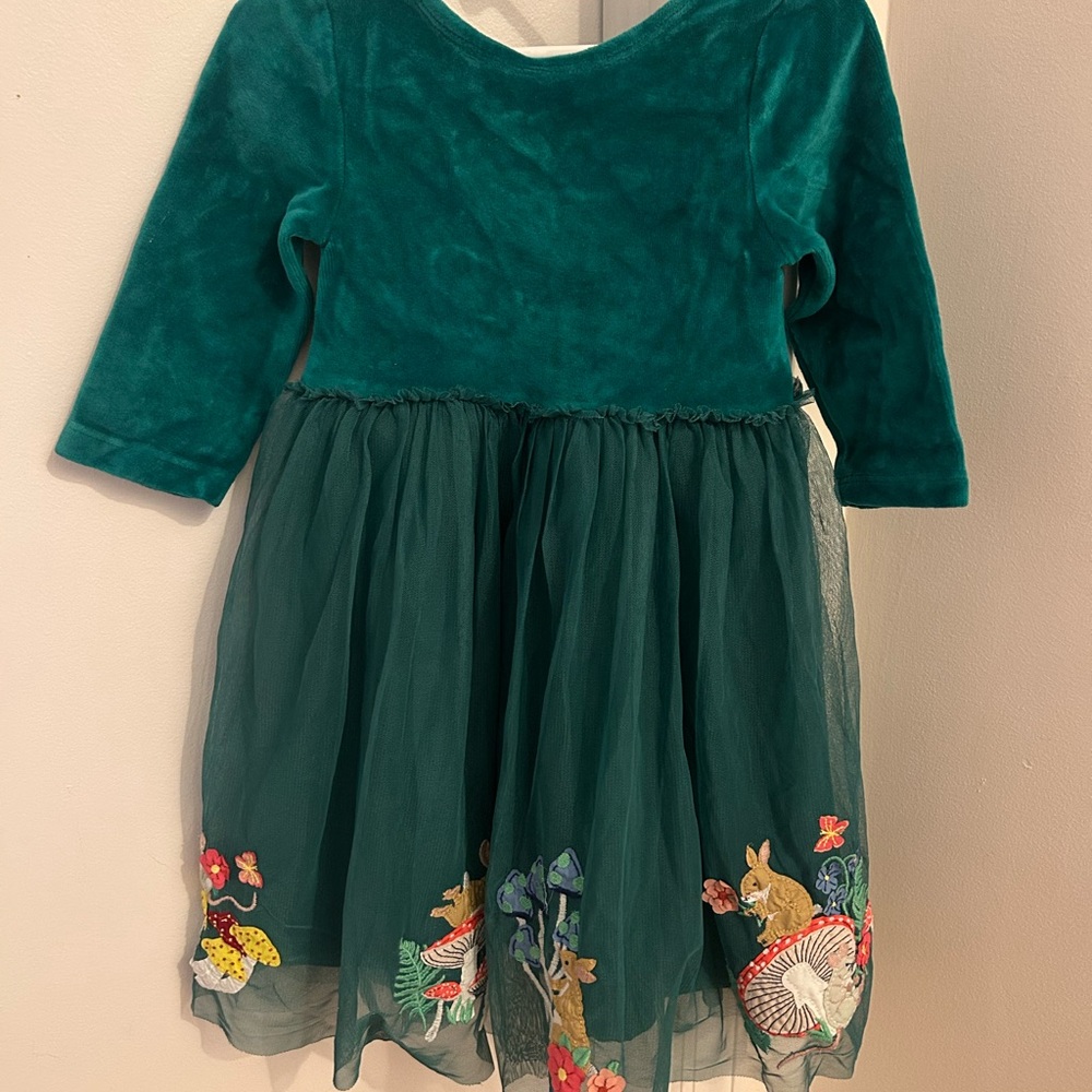 Mini Boden Spring Velvet and Tulle Dress with Embroidery